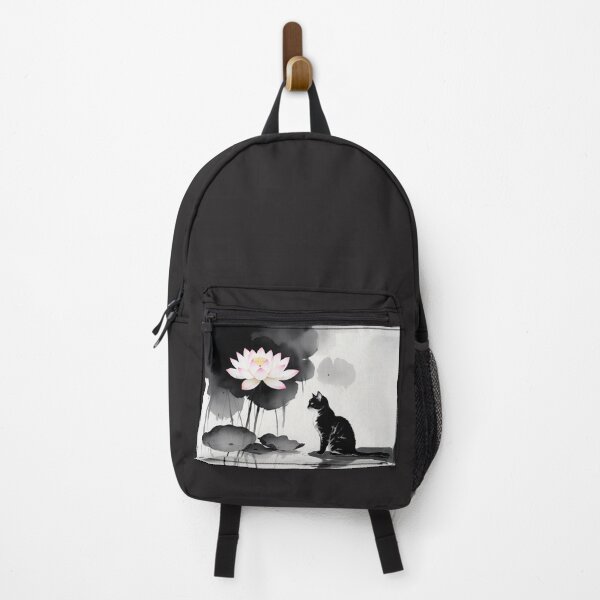 Item preview, Lotus and Cat Ink Wash – Elegant Sumi-e Style Art designed and sold by LEO'S CREATURE れおずくりーちゃー.