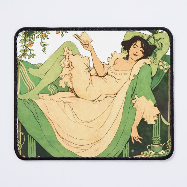 Item preview, Art Nouveau Illustration Vintage Reclining Woman for Aesthetic Art Lovers designed and sold by RickE.