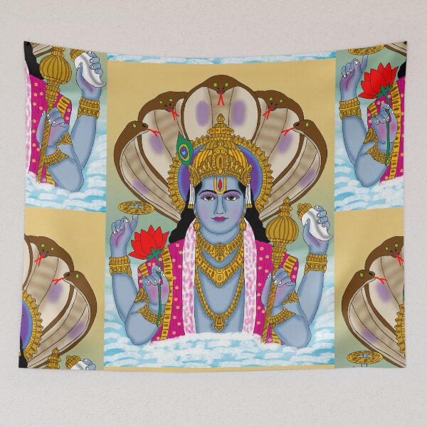 Item preview, Lord Vishnu Spiritual Hindu Mythology Digital Painting designed and sold by Harshit_Digital_Arts.