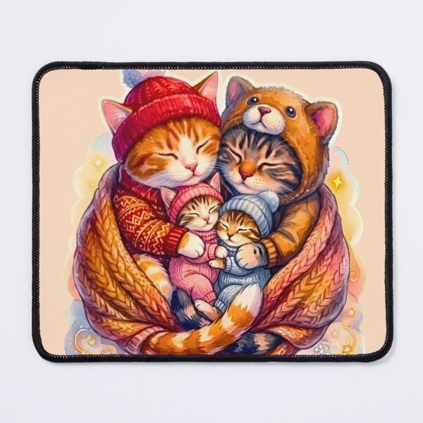 Item preview, Forever Snug Cat Family Winter Knitted Blanket Snowflakes Tender Embrace designed and sold by Good Vibes .