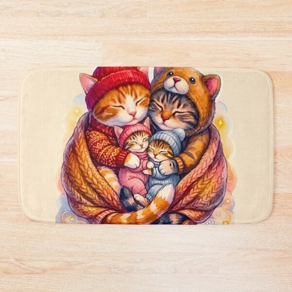Item preview, Forever Snug Cat Family Winter Knitted Blanket Snowflakes Tender Embrace designed and sold by Good Vibes .