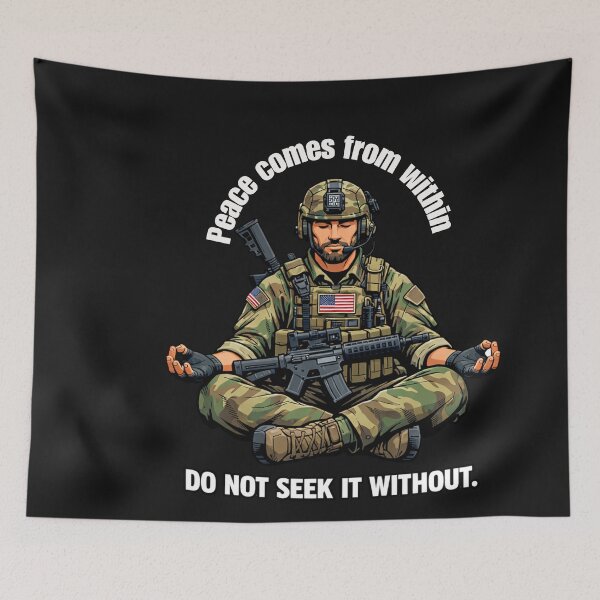 Item preview, Soldier Meditating Tactical Calm Reflection designed and sold by Tsugraf Designs.