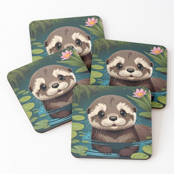 Item preview, Adorable Baby Otter Floating Among Lily Pads designed and sold by CASASIS_MERCH.