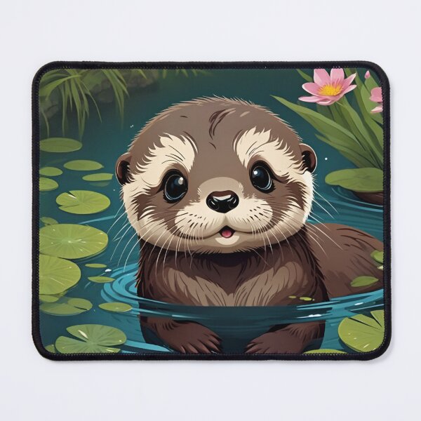 Item preview, Adorable Baby Otter Floating Among Lily Pads designed and sold by CASASIS_MERCH.