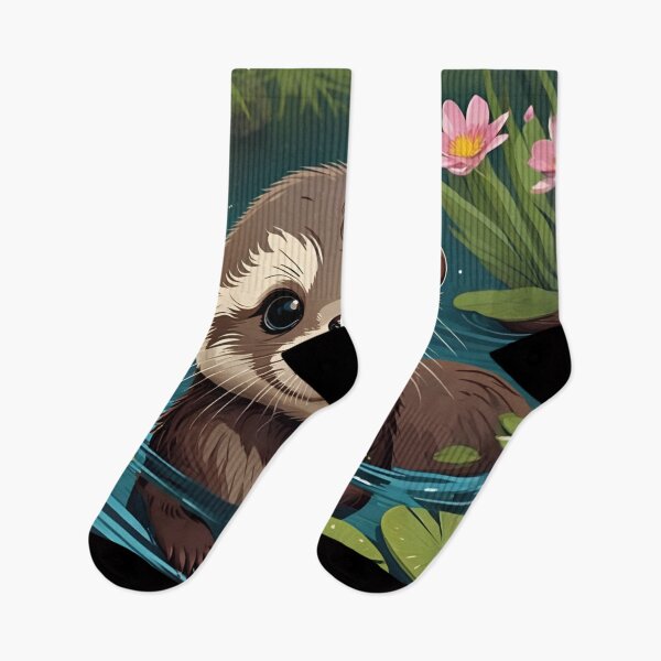 Item preview, Adorable Baby Otter Floating Among Lily Pads designed and sold by CASASIS_MERCH.
