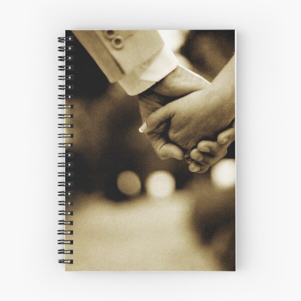 Item preview, Bride and groom holding hands sepia toned black and white silver gelatin 35mm film analog wedding photograph designed and sold by edwardolive.