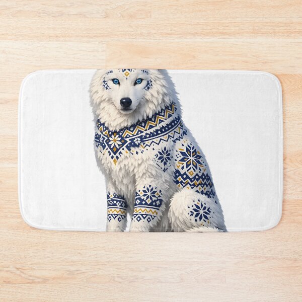 Item preview, Arctic Wolf Scandinavian Folk Art 3D Illustration designed and sold by LainCellJapan.