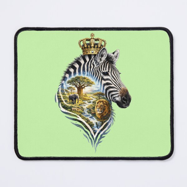 Item preview, Crowned Zebra of the Hidden Savannah – World Within Art designed and sold by sunbowjp stadio.