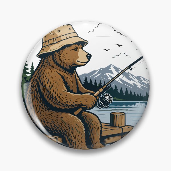 Item preview, Cast Catch Repeat Funny Bear Fishing Vintage Lake Outdoors designed and sold by American Spirit.