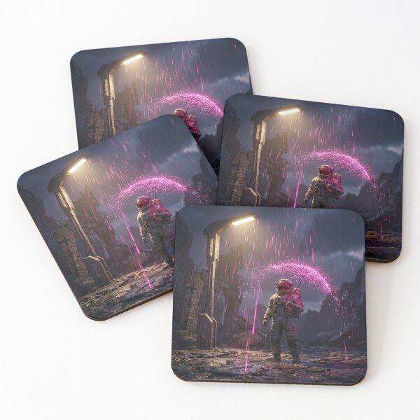 Item preview, Astronaut Under Neon Pink Rain: A Journey Through Stellar Ruins designed and sold by Archive Studio.