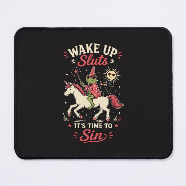Item preview, Wake Up Sluts It’s Time to Sin Funny Weird Frog Cat Meme Design designed and sold by kiralynstration.