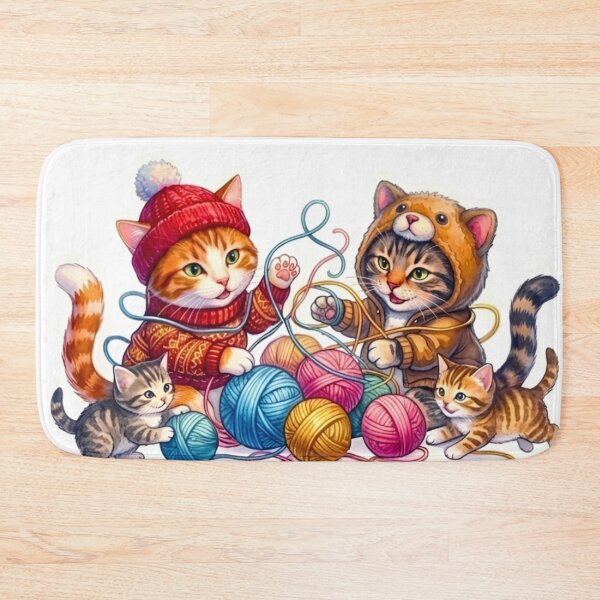 Item preview, Our Playful Chaos Purrfect Together Four Cats Colorful Yarn Balls designed and sold by Good Vibes .