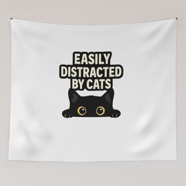 Item preview, Easily Distracted By Cats Funny Cat Lover Design designed and sold by Artbysarmina.