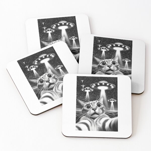 Item preview, Cat UFO  Funny Invasion Meme Retro Alien Cat UFO Selfie T-Shirt designed and sold by kevincuellar.