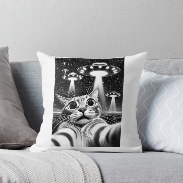 Item preview, Cat UFO  Funny Invasion Meme Retro Alien Cat UFO Selfie T-Shirt designed and sold by kevincuellar.