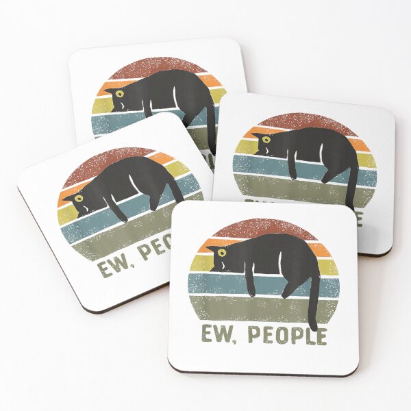 Item preview, Ew People Black Cat Lazy Introvert Anti Social T-Shirt designed and sold by kevincuellar.