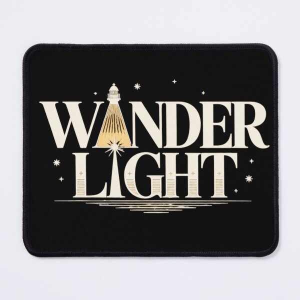 Item preview, Wander Light, Lighthouse, Travel and Coastal Typographic Design. Dark background designed and sold by FusiTink.