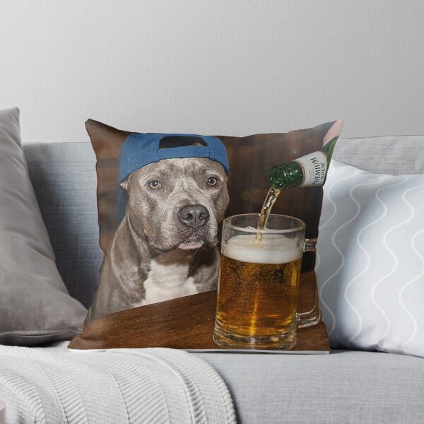 Item preview, Pit Bull Drinking Beer Funny Dog Meme designed and sold by OMITTEROMINOUS.