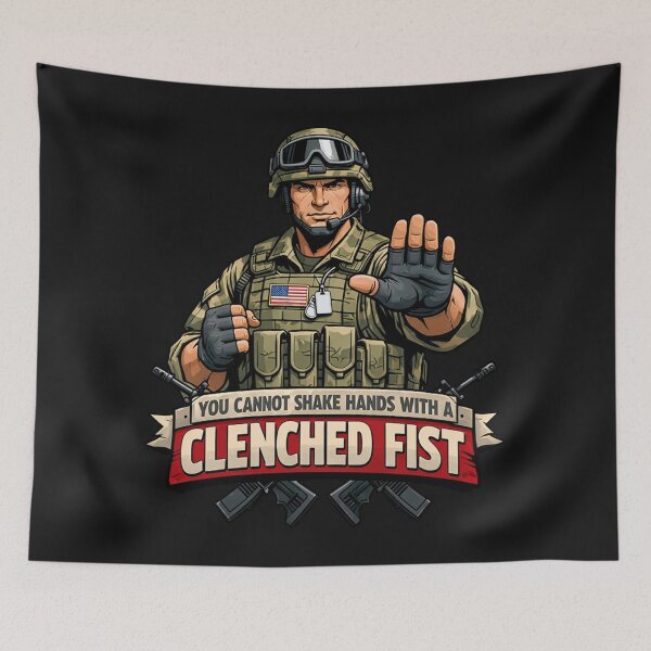 Item preview, Clenched Fist Soldier Tactical Military Quote designed and sold by Tsugraf Designs.