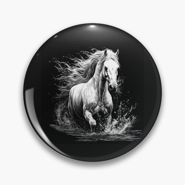 Item preview, White Horse Splashing Through Water – Dramatic Black and White Horse Art designed and sold by inkoutninja.