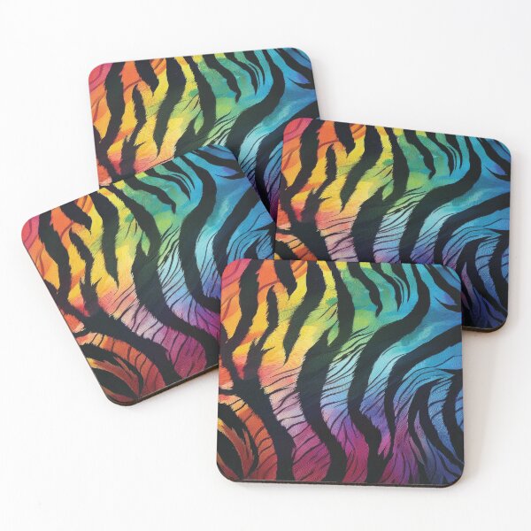 Item preview, Rainbow zebra animal stripe pattern with black,  rainbow colors wild animal print eclectic abstract style,  vibrant colorful tiger stripes animal skin texture  designed and sold by navitalidesign.