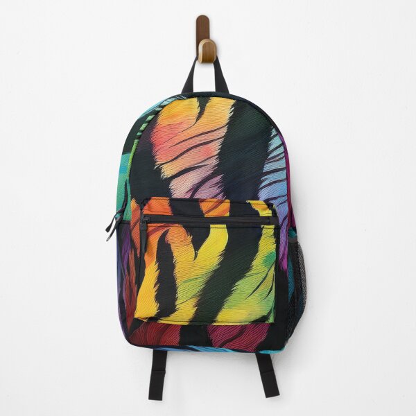 Item preview, Rainbow zebra animal stripe pattern with black,  rainbow colors wild animal print eclectic abstract style,  vibrant colorful tiger stripes animal skin texture  designed and sold by navitalidesign.