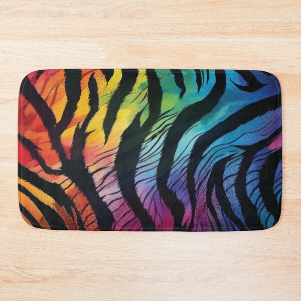 Item preview, Rainbow zebra animal stripe pattern with black,  rainbow colors wild animal print eclectic abstract style,  vibrant colorful tiger stripes animal skin texture  designed and sold by navitalidesign.