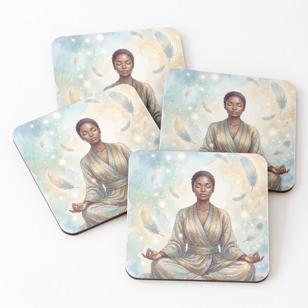 Item preview, Meditation Wall Art Print, Peaceful Black Woman Watercolor Decor designed and sold by ChloeDesigns401.