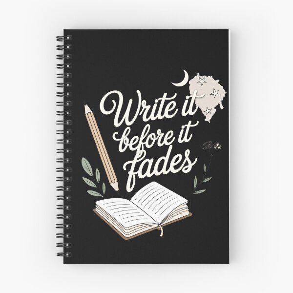 Item preview, Write it down before it fades away. Quote design for writers and journals. Dark background designed and sold by FusiTink.