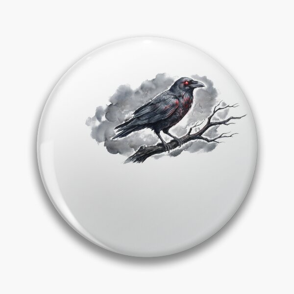 Item preview, Gothic Watercolor Raven with Glowing Red Eyes Illustration designed and sold by HUTEND.