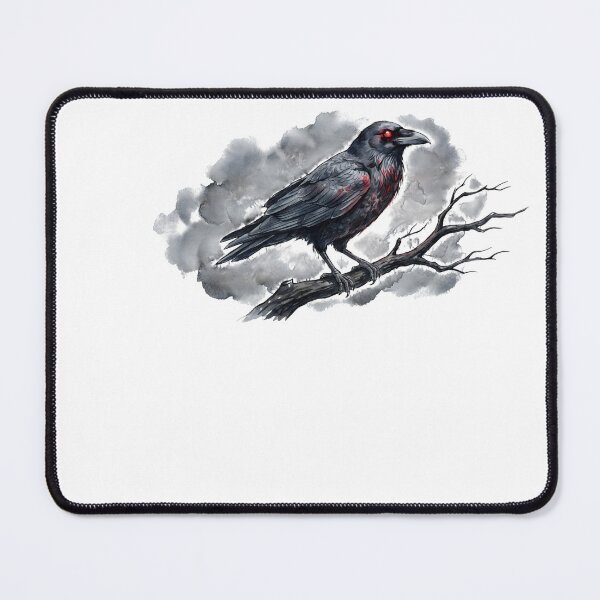 Item preview, Gothic Watercolor Raven with Glowing Red Eyes Illustration designed and sold by HUTEND.