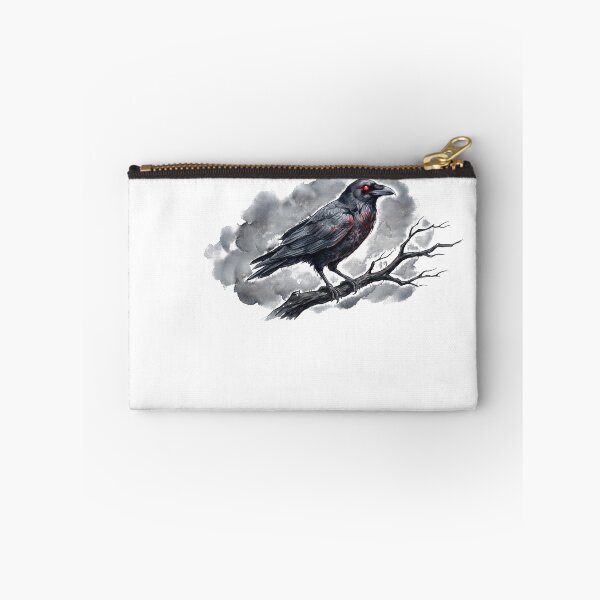 Item preview, Gothic Watercolor Raven with Glowing Red Eyes Illustration designed and sold by HUTEND.
