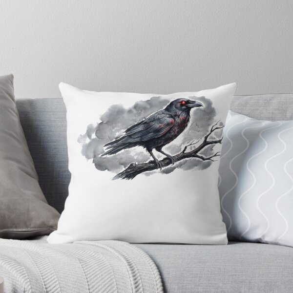 Item preview, Gothic Watercolor Raven with Glowing Red Eyes Illustration designed and sold by HUTEND.