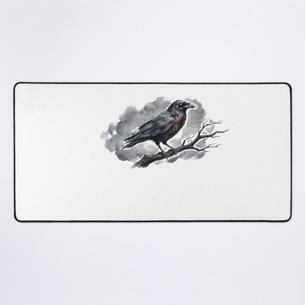 Item preview, Gothic Watercolor Raven with Glowing Red Eyes Illustration designed and sold by HUTEND.