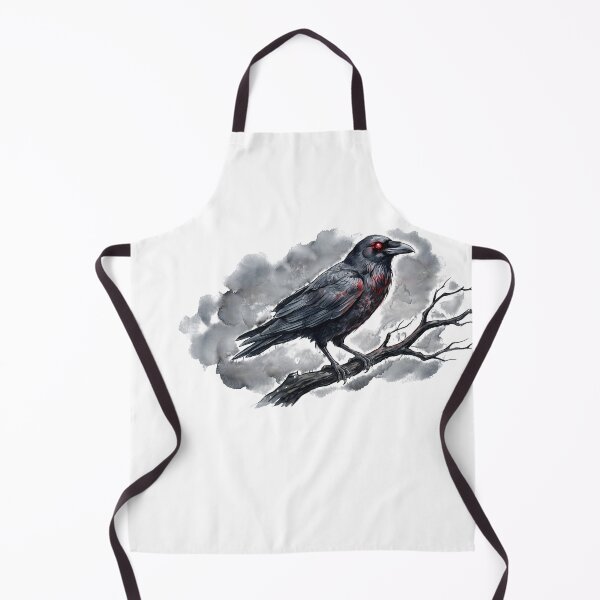 Item preview, Gothic Watercolor Raven with Glowing Red Eyes Illustration designed and sold by HUTEND.