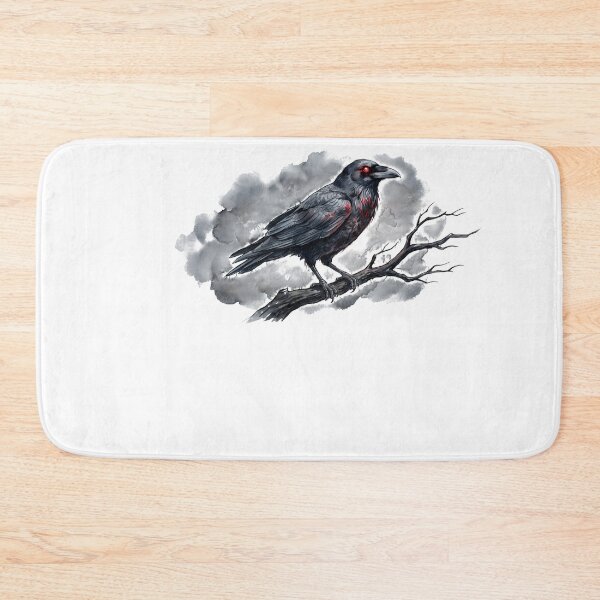 Item preview, Gothic Watercolor Raven with Glowing Red Eyes Illustration designed and sold by HUTEND.