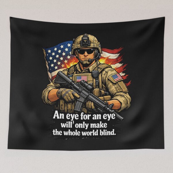 Item preview, Soldier Anti-Violence Quote American Flag designed and sold by Tsugraf Designs.
