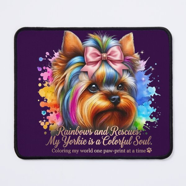 Item preview, Rainbows and Rescues Yorkie Colorful Soul Watercolor Paw Print Art designed and sold by Good Vibes .