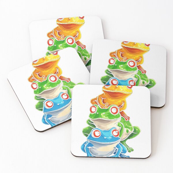 Item preview, Stacked Colorful Tree Frogs Cute Tropical Frog Tower Art designed and sold by MiALopezArt.
