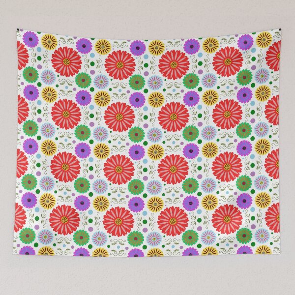 Item preview, Bright Retro Floral Pattern Colorful Folk Art Flowers  designed and sold by HopeAndHustle.