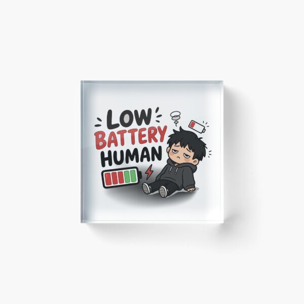 Item preview, Low Battery Human Funny Lazy Mood Cartoon designed and sold by WX-ST.