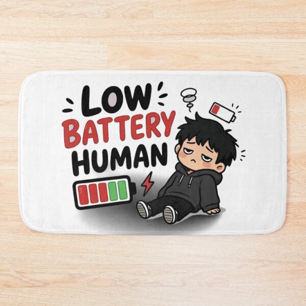 Item preview, Low Battery Human Funny Lazy Mood Cartoon designed and sold by WX-ST.