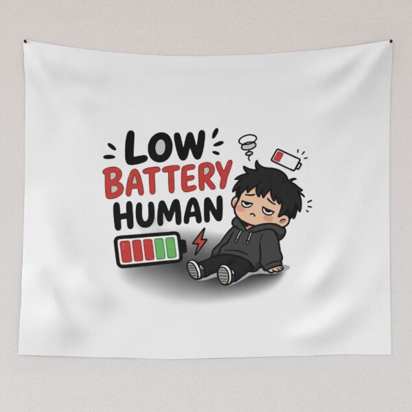 Item preview, Low Battery Human Funny Lazy Mood Cartoon designed and sold by WX-ST.