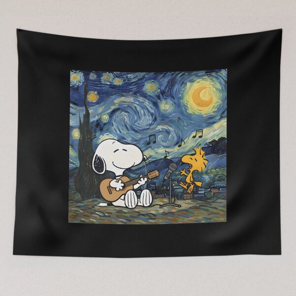 Item preview, Snoopy And Woodstock Playing Music Starry Night vangogh designed and sold by ValerieRodrigue.