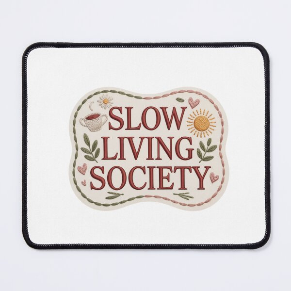 Item preview, Slow Living Society cottagecore style embroidered patch design designed and sold by FusiTink.