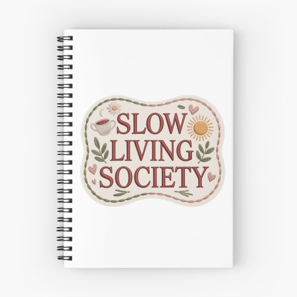 Item preview, Slow Living Society cottagecore style embroidered patch design designed and sold by FusiTink.