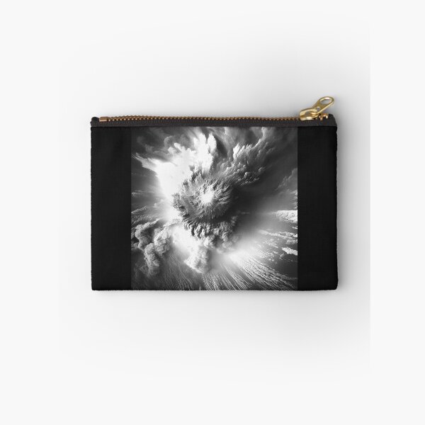 Item preview, Volcanic Eruption Cloud Over Ocean – Black and White Dramatic Nature Art designed and sold by inkoutninja.