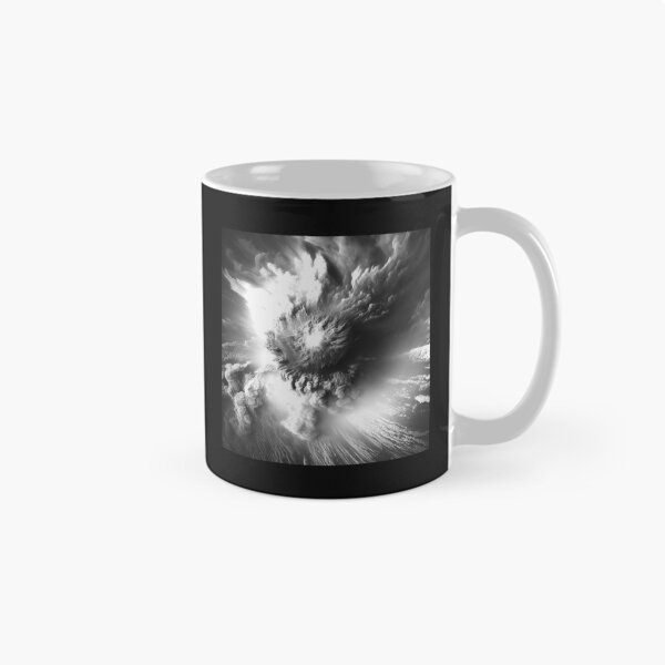 Item preview, Volcanic Eruption Cloud Over Ocean – Black and White Dramatic Nature Art designed and sold by inkoutninja.