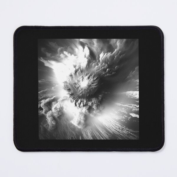 Item preview, Volcanic Eruption Cloud Over Ocean – Black and White Dramatic Nature Art designed and sold by inkoutninja.