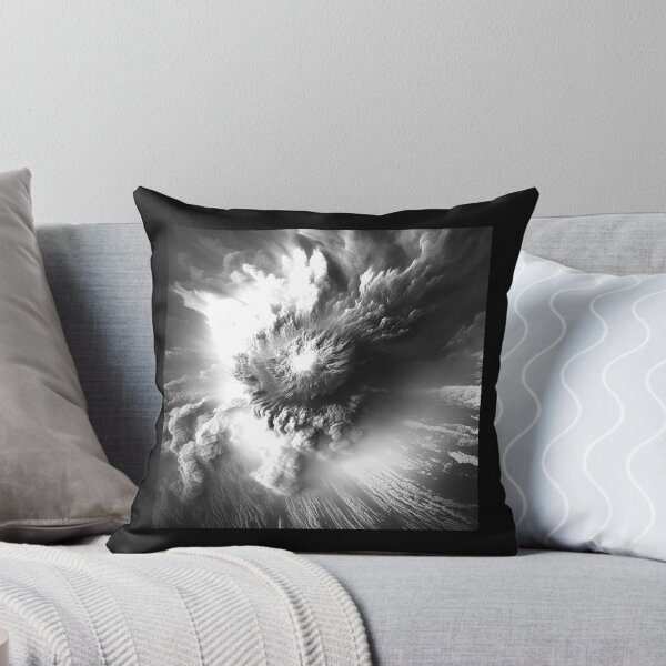 Item preview, Volcanic Eruption Cloud Over Ocean – Black and White Dramatic Nature Art designed and sold by inkoutninja.